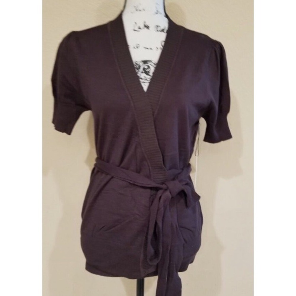 Vertigo Paris‎ Brown Wrap Sweater Medium Corpcore Work Top NEW Y2K Style
